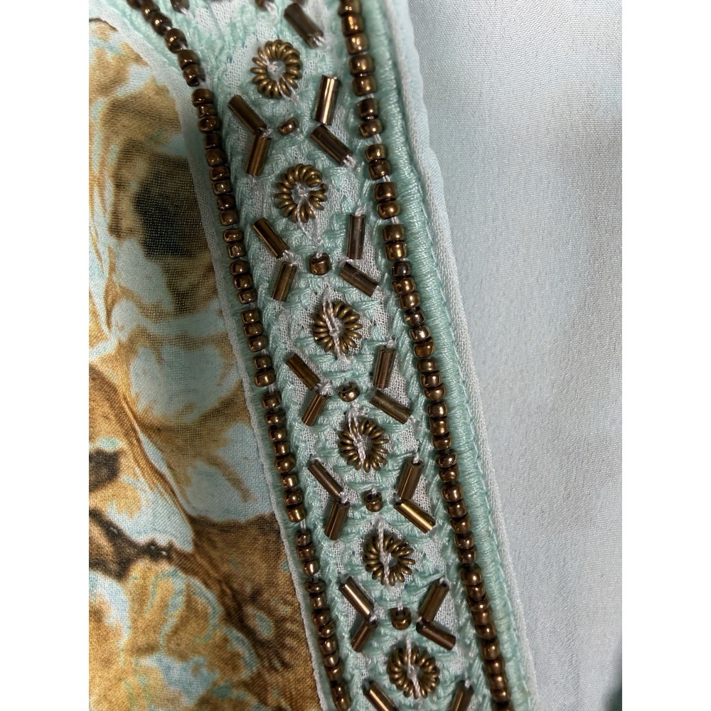 Soft Surroundings Plus Size 1X Light Blue Floral Beaded Tiered Formal Maxi Dress - Picture 8 of 12
